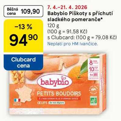 Babybio Piškoty s příchutí sladkého pomeranče, 120 g 