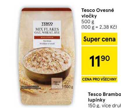 Tesco Ovesné vločky, 500 g