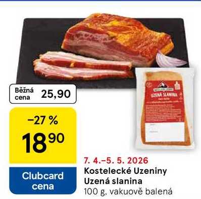 Kostelecké Uzeniny Uzená slanina, 100 g 