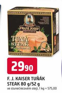 Franz Josef Tuňák steak 80g, vybrané druhy 