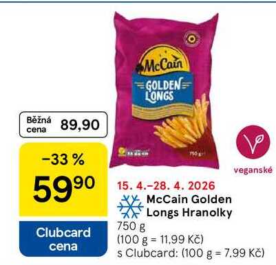 McCain Golden Longs Hranolky, 750 g