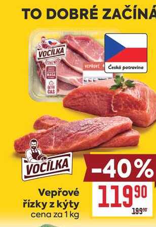 Vepřové řízky z kýty cena za 1 kg