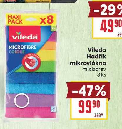Vileda Hadřík mikrovlákno mix barev 8 ks