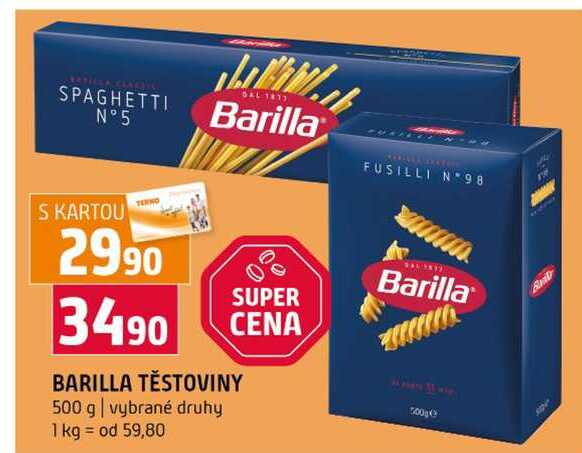 BARILLA TĚSTOVINY 500 g vybrané druhy 