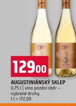 AUGUSTINIÁNSKÝ SKLEP 0,75l víno pozdní sběr vybrané druhy 