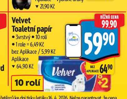  Velvet Toaletní papír 3vrstvý 10 rolí 