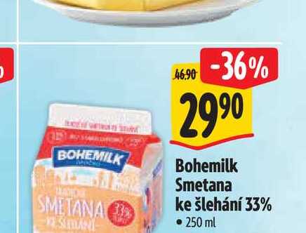   Bohemilk Smetana ke šlehání 33%  250 ml 