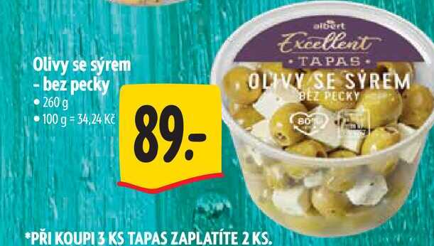 Olivy se sýrem - bez pecky  260 g  
