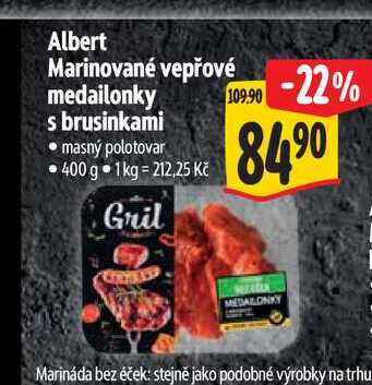 Albert Marinované vepřové medailonky s brusinkami  400 g