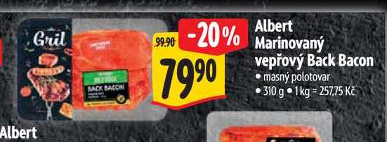  Albert Marinovaný vepřový Back Bacon 310 g