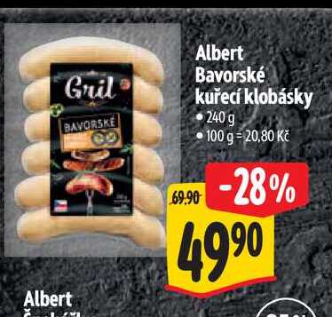   Albert Bavorské kuřecí klobásky 240 g 