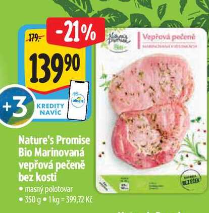  Nature's Promise Bio Marinovaná vepřová pečeně bez kosti  350 g
