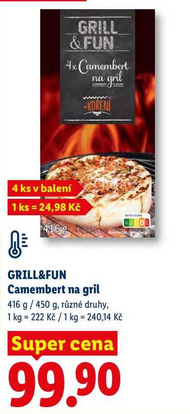 GRILL&FUN Camembert na gril, 416 g/450 g