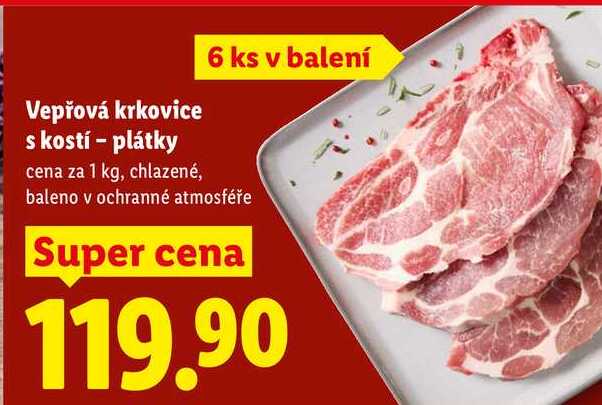 Vepřová krkovice s kostí - plátky, cena za 1 kg