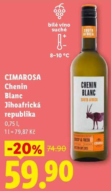 CIMAROSA Chenin Blanc Jihoafrická republika, 0,75 l