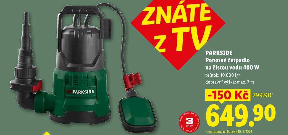 PARKSIDE Ponorné čerpadlo na čistou vodu 400 W 