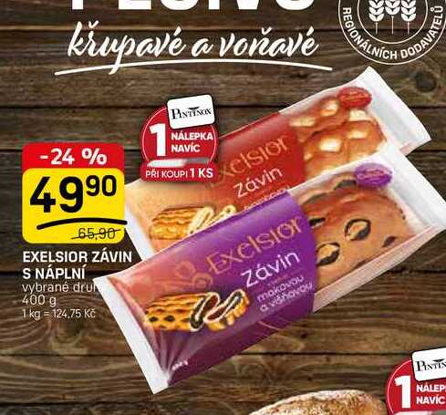 EXELSIOR ZÁVIN S NÁPLNÍ vybrané druhy 400 g