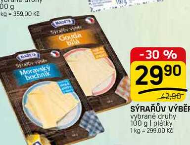 SÝRAŘŮV VÝBĚR vybrané druhy 100 g | plátky