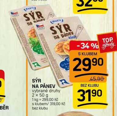 SÝR NA PÁNEV vybrané druhy 2 x 50 g