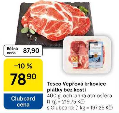 Tesco Vepřová krkovice plátky bez kosti, 400 g