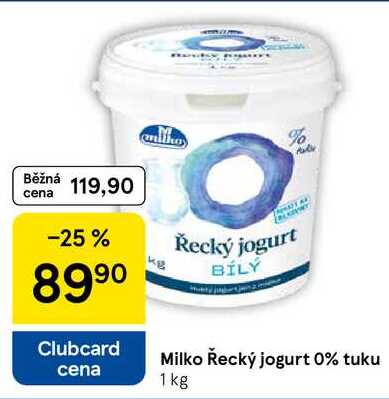 Milko Řecký jogurt 0% tuku, 1 kg 