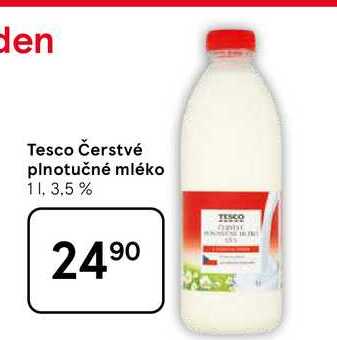 Tesco Čerstvé plnotučné mléko 3,5%, 1 l 