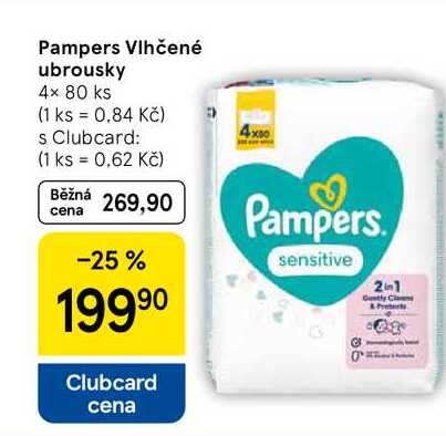 Pampers Vlhčené ubrousky, 4× 80 ks 