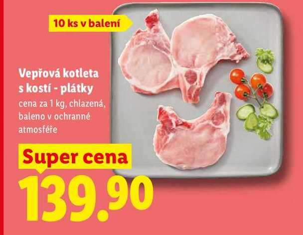  Vepřová kotleta s kostí - plátky, cena za 1 kg