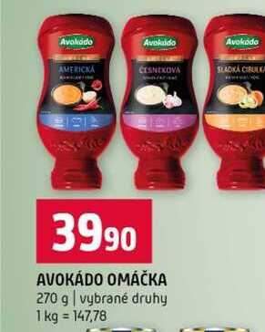 AVOKÁDO OMÁČKA 270 g vybrané druhy 