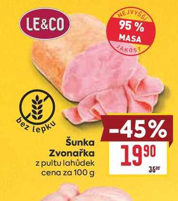 Šunka Zvonařka z pultu lahůdek cena za 100 g 
