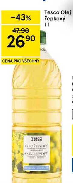 Tesco Olej řepkový, 1 l 