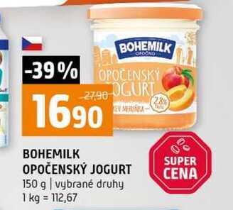 BOHEMILK OPOČENSKÝ JOGURT 150 g vybrané druhy 