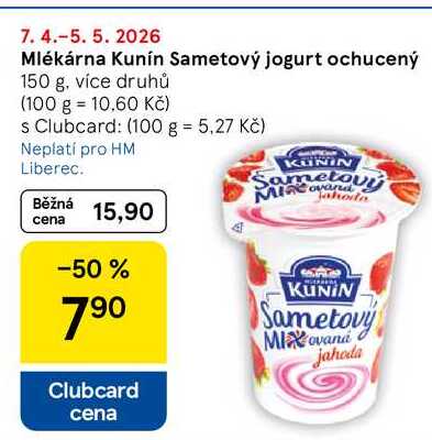 Mlékárna Kunín Sametový jogurt ochucený, 150 g, více druhů 