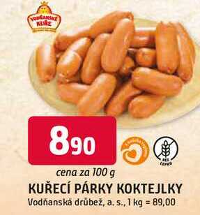 KUŘECÍ PÁRKY KOKTEJLKY 100g