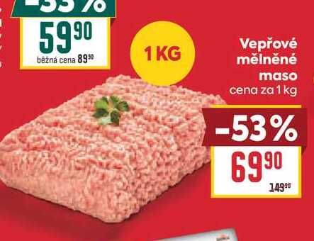 Vepřové mělněné maso cena za 1 kg 