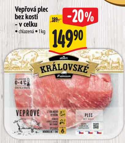 Vepřová plec bez kosti - v celku, 1 kg