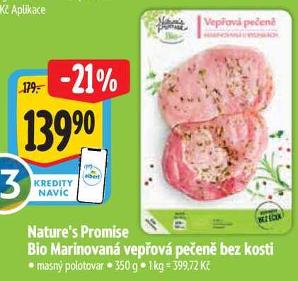 Nature's Promise Bio Marinovaná vepřová pečeně bez kosti, 350 g
