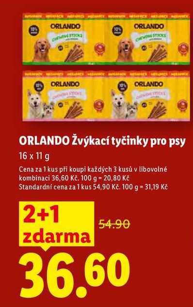 ORLANDO Žvýkací tyčinky pro psy, 16x 11 g  