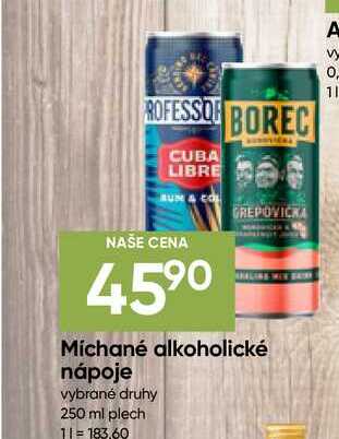 Míchané alkoholické nápoje vybrané druhy 250 ml plech 