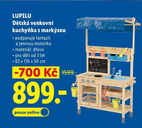 LUPILU Dětská venkovní kuchyňka s markýzou