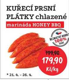 KUŘECÍ PRSNÍ PLÁTKY chlazené marináda HONEY BBQ 1kg  