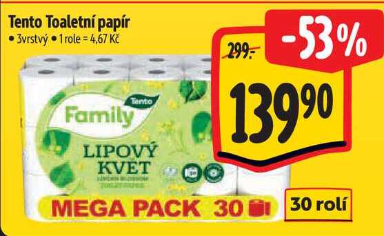 Tento Toaletní papír, 30 rolí 