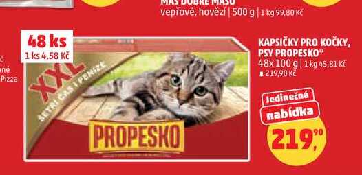 KAPSIČKY PRO KOČKY, PSY PROPESKO, 48x 100 g