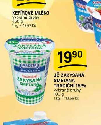 JČ ZAKYSANÁ SMETANA TRADIČNÍ 15% vybrané druhy 180 g 