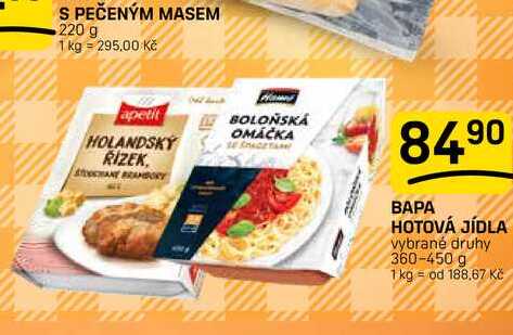 BAPA HOTOVÁ JÍDLA vybrané druhy 360-450 g 