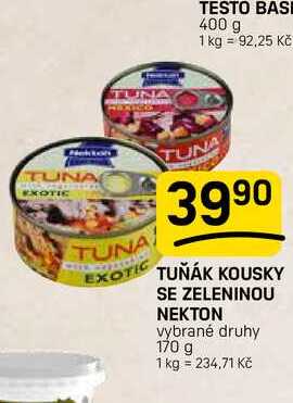 TUŇÁK KOUSKY SE ZELENINOU NEKTON vybrané druhy 170 g 