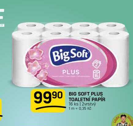 BIG SOFT PLUS TOALETNÍ PAPÍR 16 ks | 2vrstvý