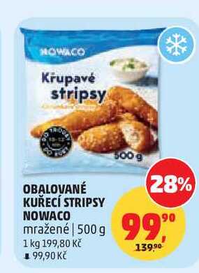 OBALOVANÉ KUŘECÍ STRIPSY NOWACO, 500 g 
