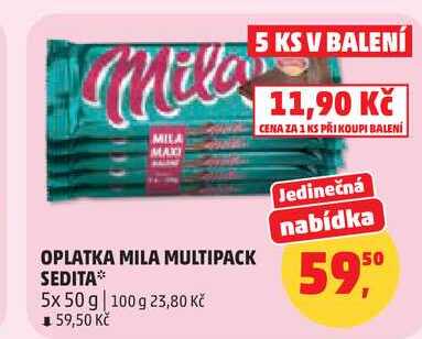 OPLATKA MILA MULTIPACK SEDITA, 5x 50 g