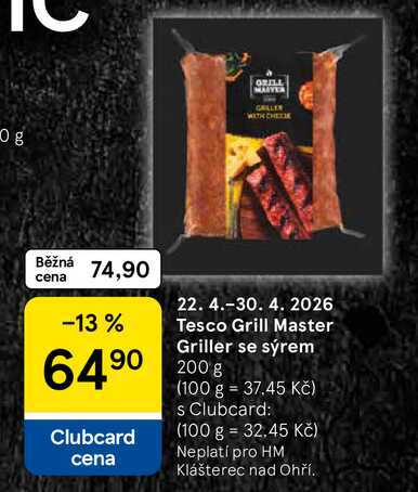 Tesco Grill Master Griller se sýrem, 200 g  
